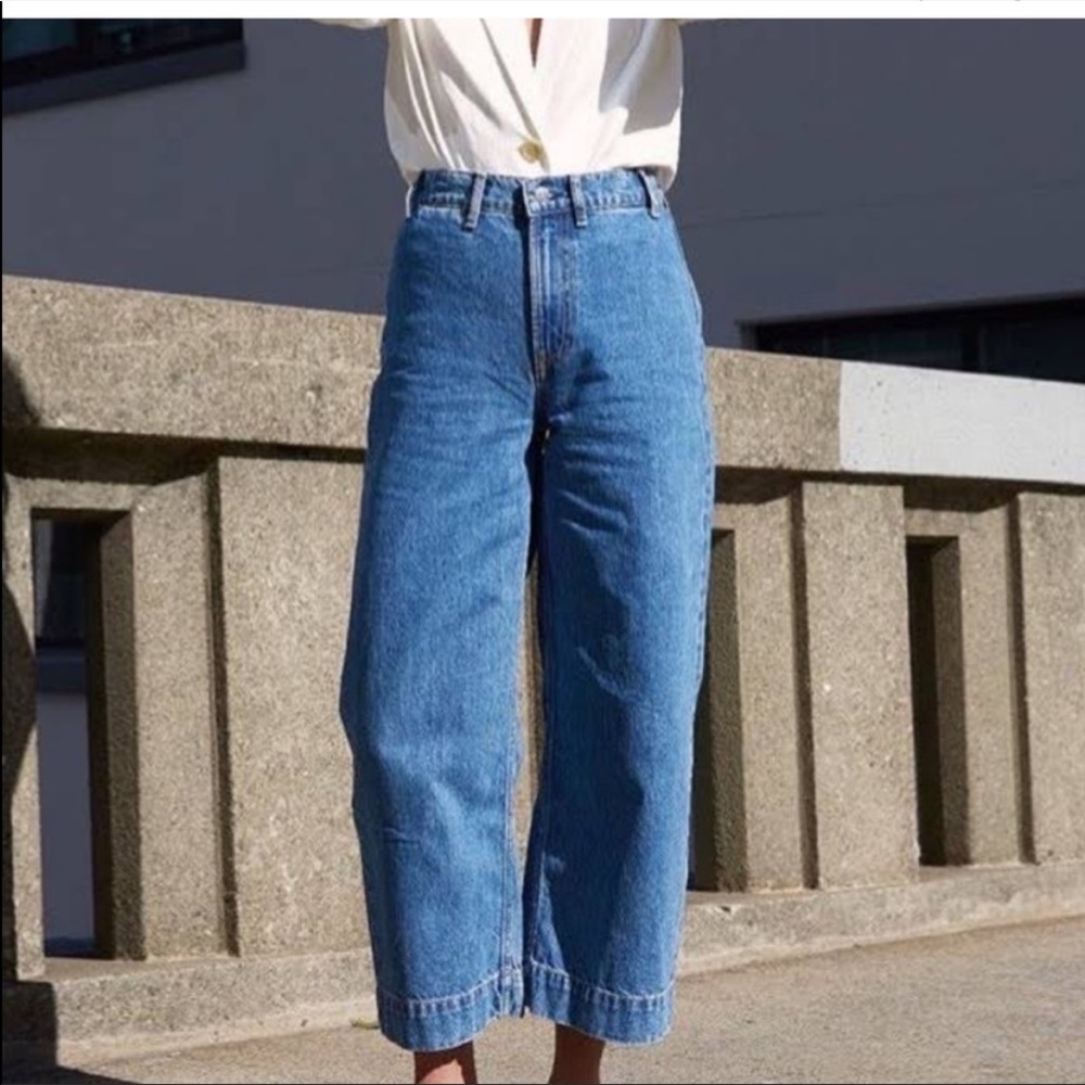 Everlane Wide Leg Mid Wash Rigid Denim Jeans